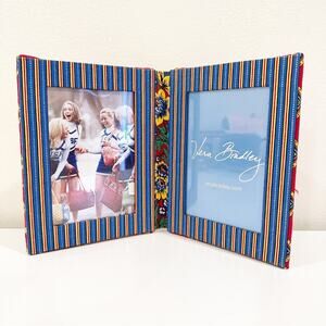 Vera Bradley Vintage Double Photo Striped Floral Garden Fabric Photo Frame